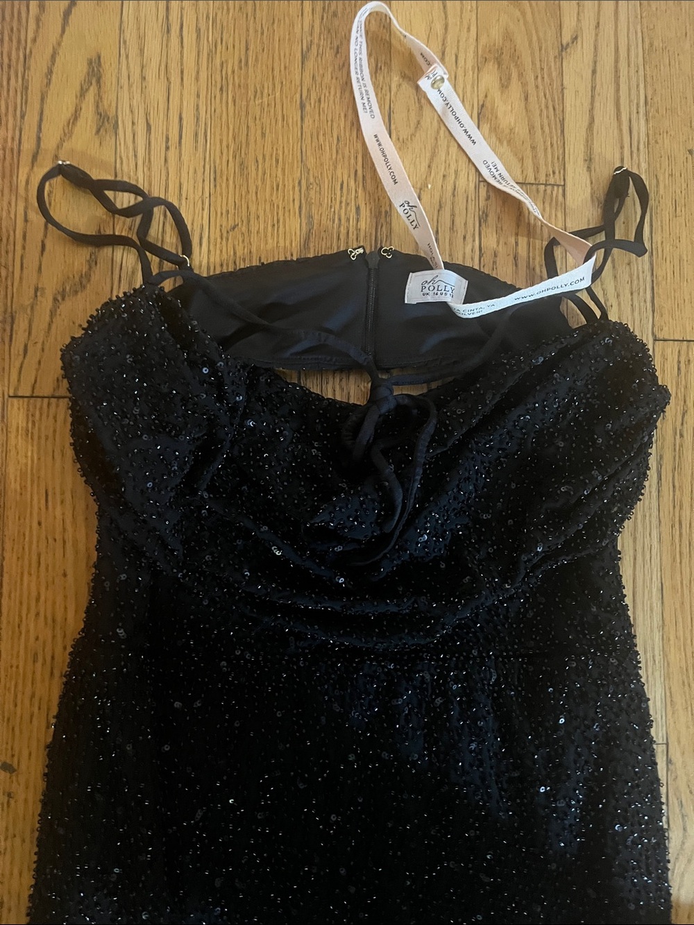 Oh Polly Monte Carlo Embellished Cowl Neck Maxi Dress in Black Sz US 12 - Picture 4 of 9